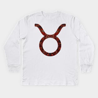 Dark Paisley Taurus Zodiac Sign Kids Long Sleeve T-Shirt